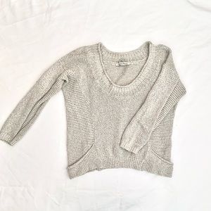 {American Rag} Rolled Hem 3/4 Sleeve Slub Sweater